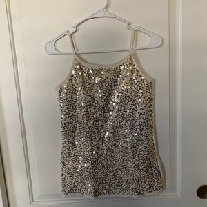 BRAND NEW Justice Sparkly Ivory Cami Top with Built in Bra